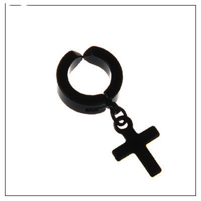 Tassel Black Earrings Without Pierced Cross Wolf Men And Women Tide Earrings