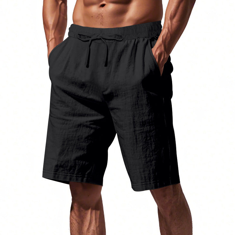 Men's Beach Pants Loose Casual Linen Solid Color Shorts