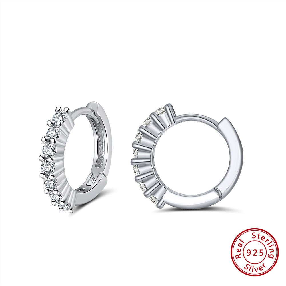 S925 Sterling Silver 14K Gold Plain Earrings Glossy Ear Ring