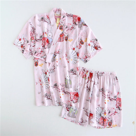 Japanese Cotton Kimono Pajama Homewear Set