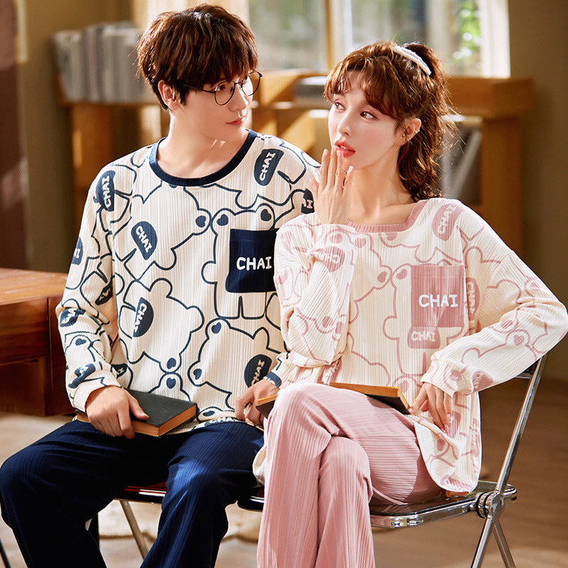 Cartoon Cute Casual Thin Couple Pajamas