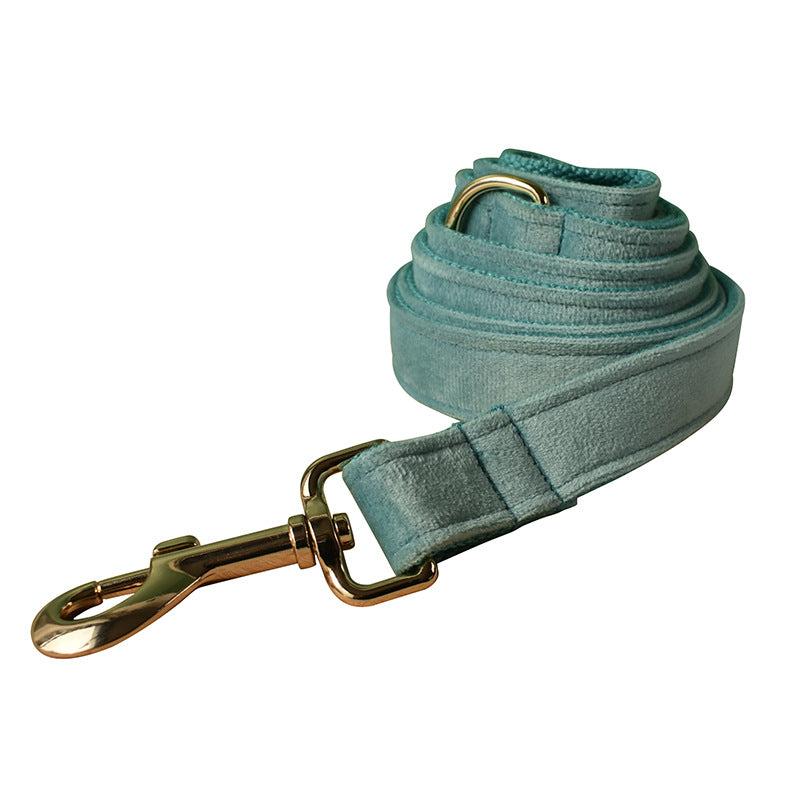 Lake Green Velvet Gold Buckle Dog Collar Double Microfiber