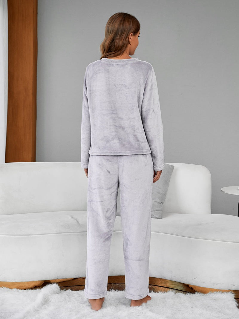 Ladies Cute Flannel Homewear Warmer Set