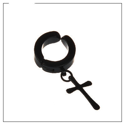 Tassel Black Earrings Without Pierced Cross Wolf Men And Women Tide Earrings