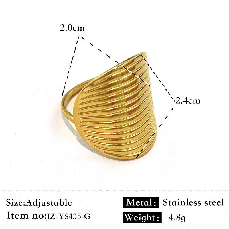 Glossy Stainless Steel Plated 18K Gold Simple Ring