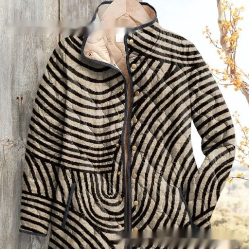 Autumn And Winter Button Pocket Cotton-padded Coat