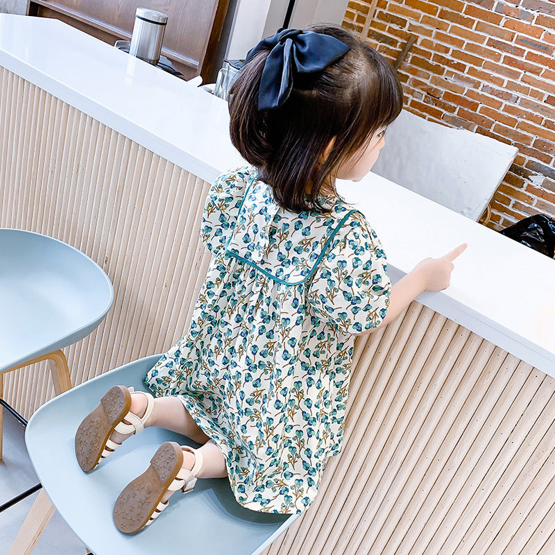 Girls Fashion Casual Floral Cotton Dress