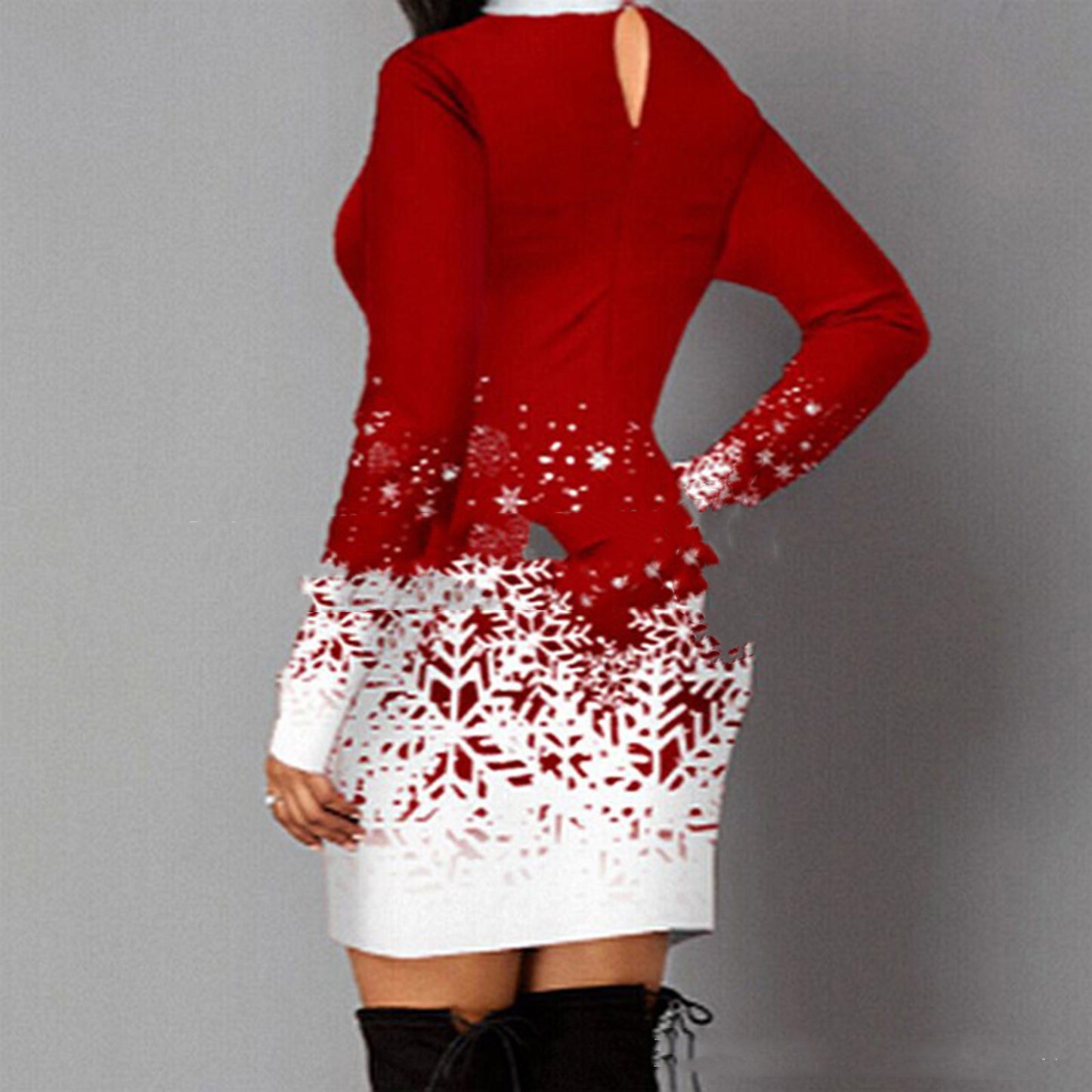 Christmas Printed Long Sleeve Sweatshirt Dress