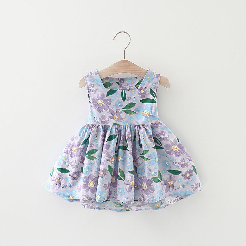 Girls' Fashion Summer Flower Sleeveless Dress