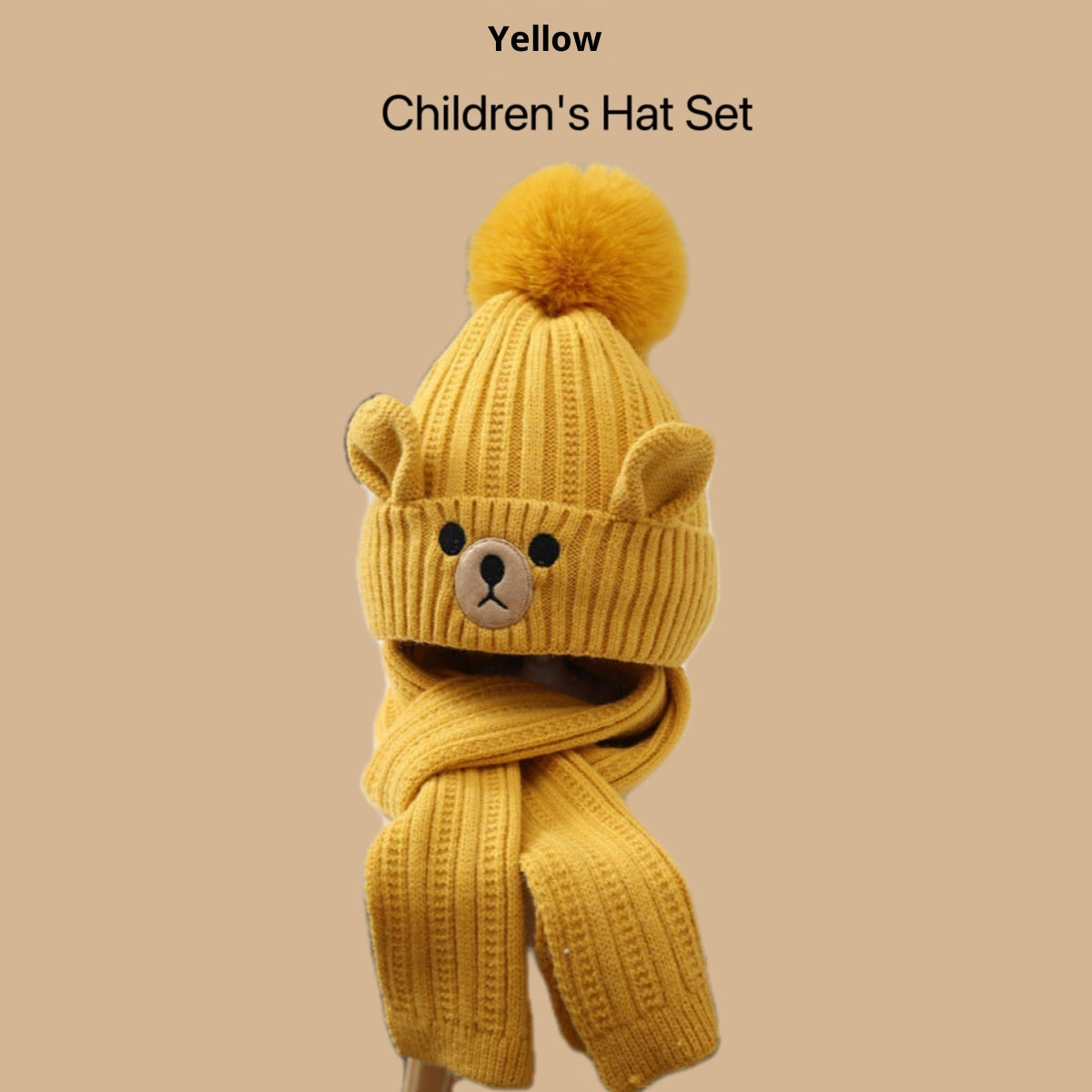 Children's Hat Set Scarf Two-piece Boys' Knitted Fleece-lined