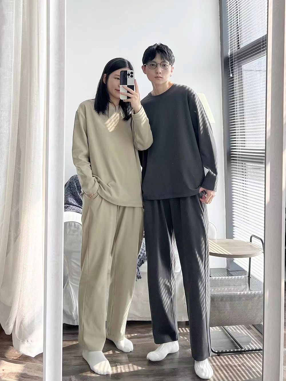 Couple Pajamas Autumn And Winter Men's And Women's Homewear Suit Suitable For Daily Wear