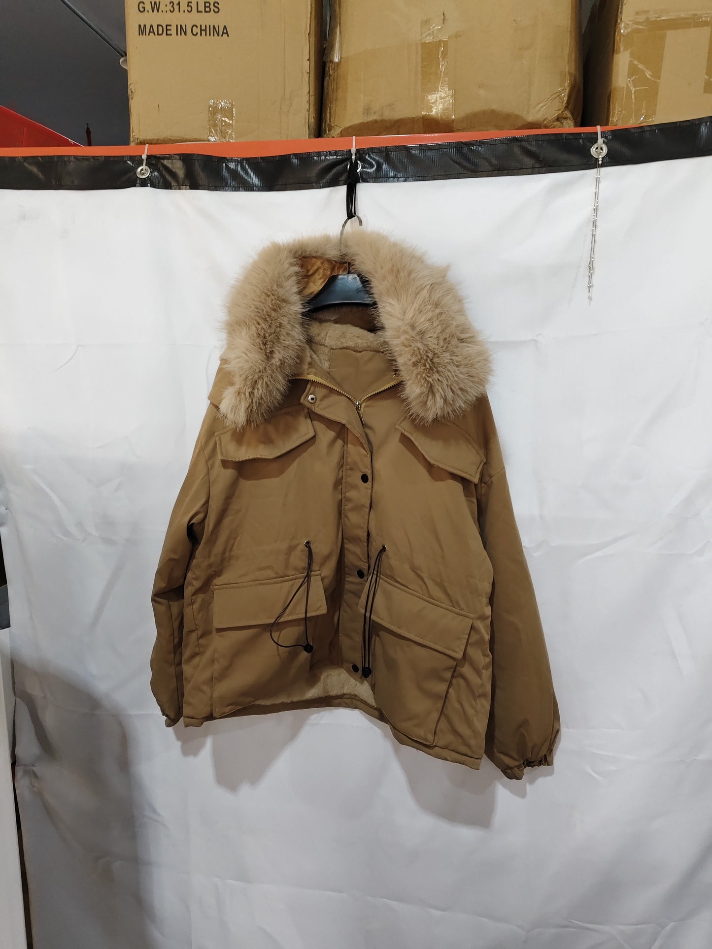 European And American Fur Collar Artificial Fur Parka