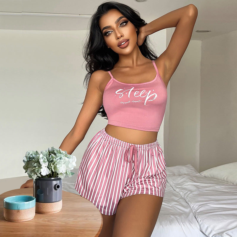 Letter Stripes Printed Ladies' Homewear