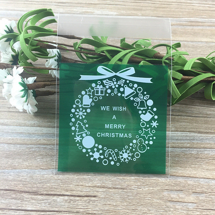 Four Color Christmas Wreath Biscuit Food Bag