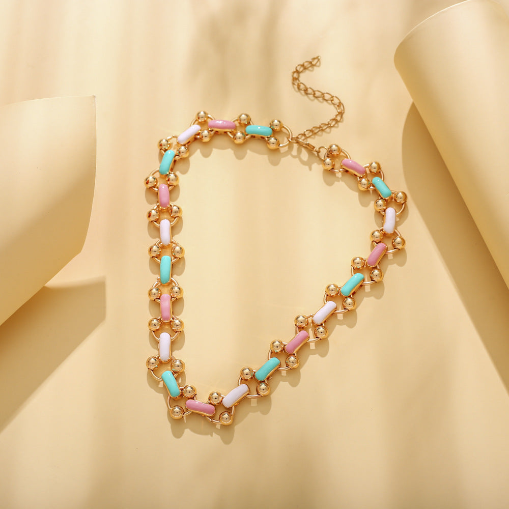 Dripping Rainbow Color Necklace Exaggerated Necklace Clavicle Chain