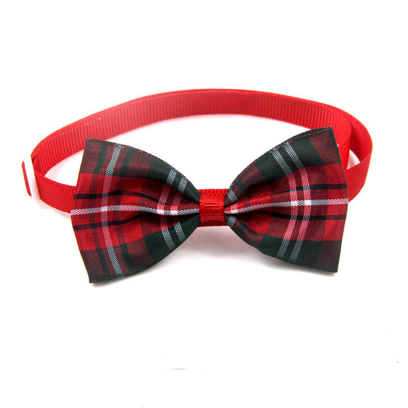 Plush Anti-dirty Plaid Elastic Pet Bow Tie