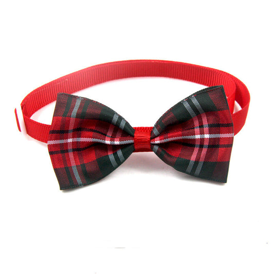 Plush Anti-dirty Plaid Elastic Pet Bow Tie
