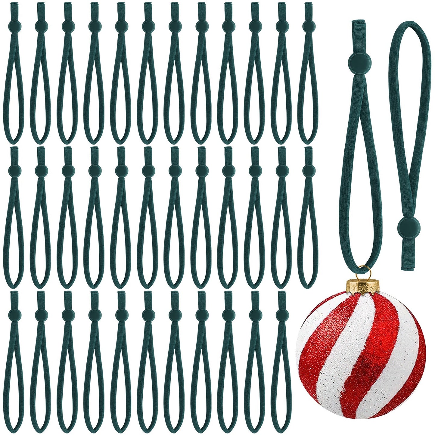 150Pcs Ornaments String For Christmas Tree, Adjustable Ornaments Ribbon Hangers Christmas Ties String Ribbon Loops For Ornament Hanging Tree Decorations, Green Selling On Amazon Is Prohibited