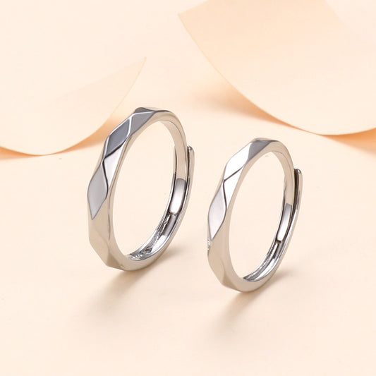 Angular Love Couple Ring Handmade Chinese Style Retro Men And Women Couple Rings