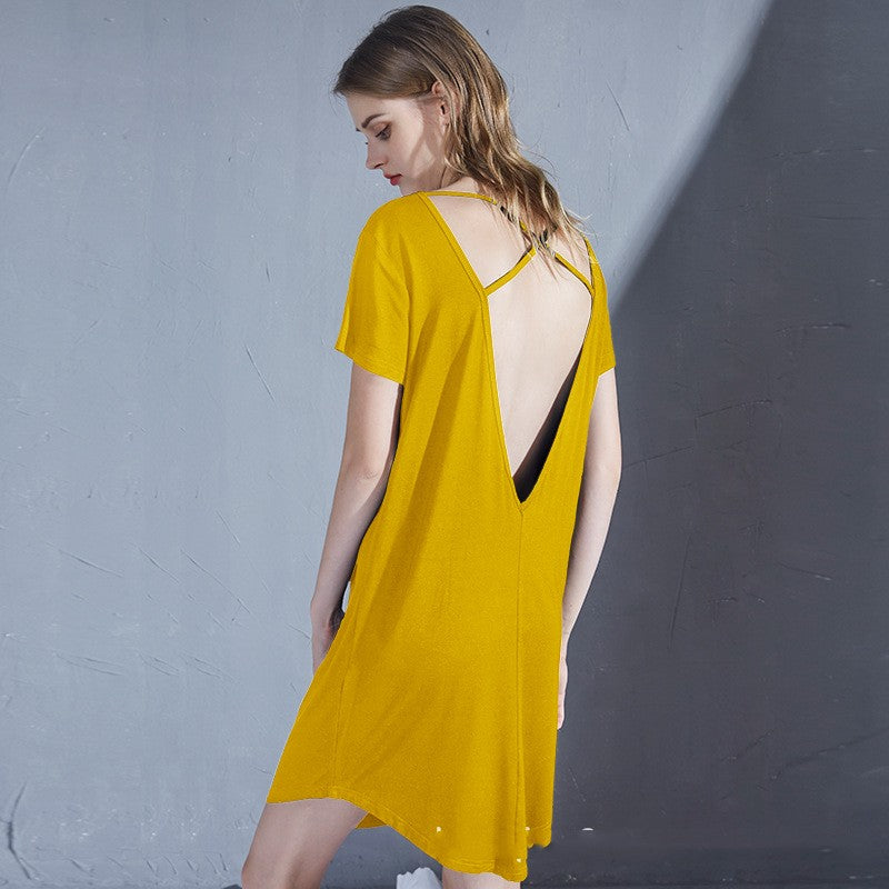 Women's Backless Modal Nightdress Thin Homewear