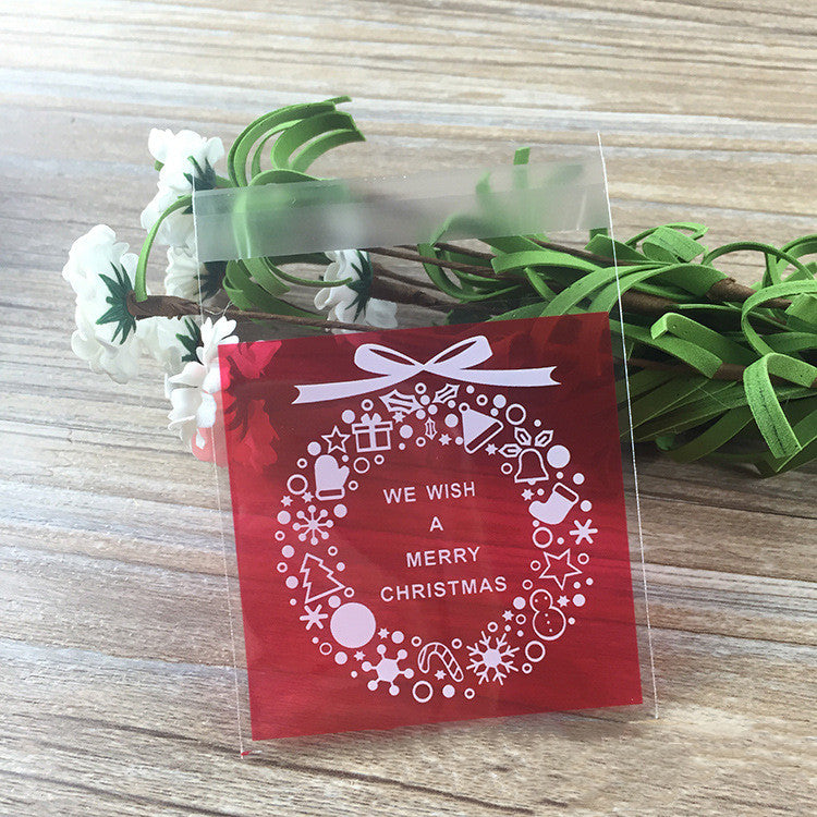 Four Color Christmas Wreath Biscuit Food Bag