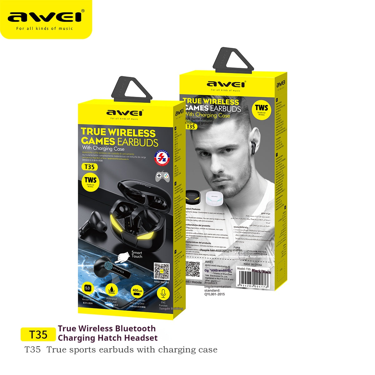 AWEI True Wireless Bluetooth Charging Pod Headphones