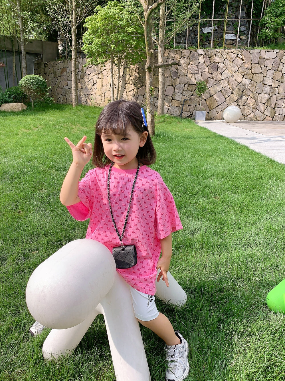 Girls Suit Summer Short Sleeve T-shirt Net Red Childrens Baby