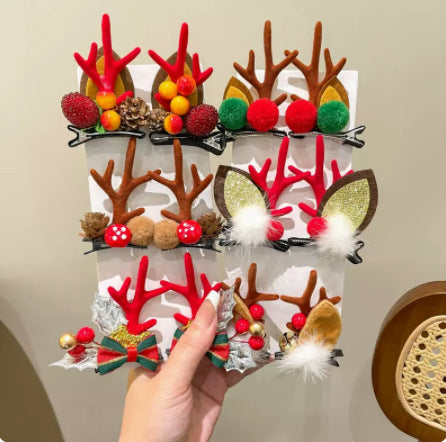 Mori Style Deer Hairpin A Pair Of Hairclips Children's Cute Christmas Headband