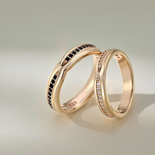 Sterling Silver Ring For Men And Women Couple Rings Design Zircon Inlaid Couple's Ring
