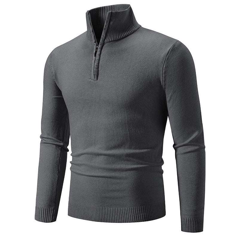 Zip-up Turtleneck Pullover Men's Long Sleeved Sweater