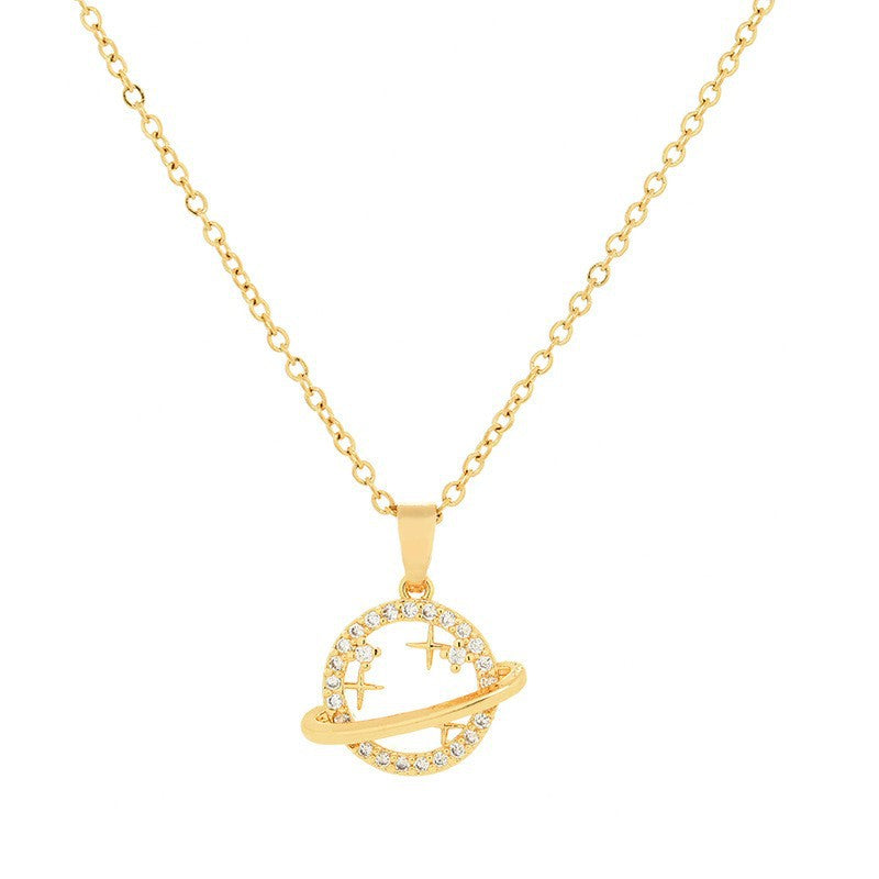 Titanium Steel Five-pointed Star Butterfly Wings Four-leaf Clover Inlaid Zircon Pendant Necklace