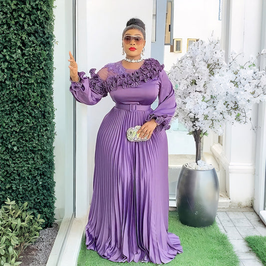 Long Sleeve Dress African Pleated Skirt