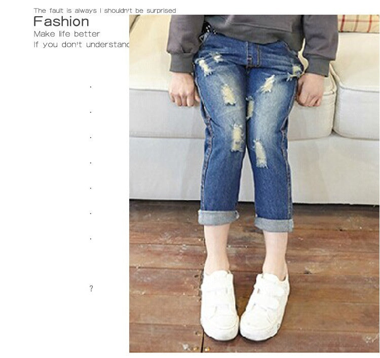 Children Children's Casual Loose Hole Jeans
