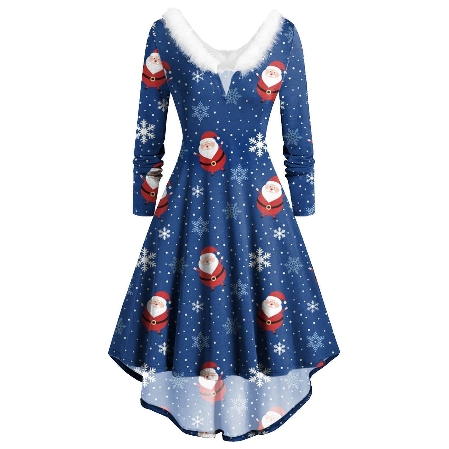 Ladies Christmas Long Sleeve Dress Printed Skirt Dress