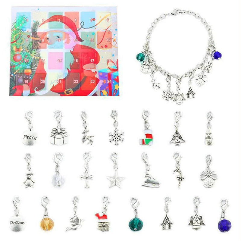 Christmas Countdown Calendar Jewelry Bracelet Blind Box Jewelry Pendant 24 Pieces Exquisite Pendant